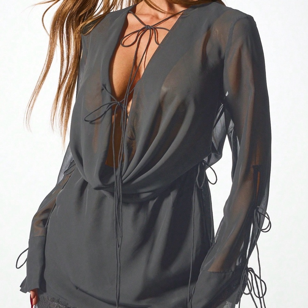 Missguided Sheer Black Mini Dress